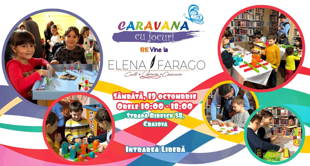 Caravana cu jocuri reVine la Libraria Elena Farago