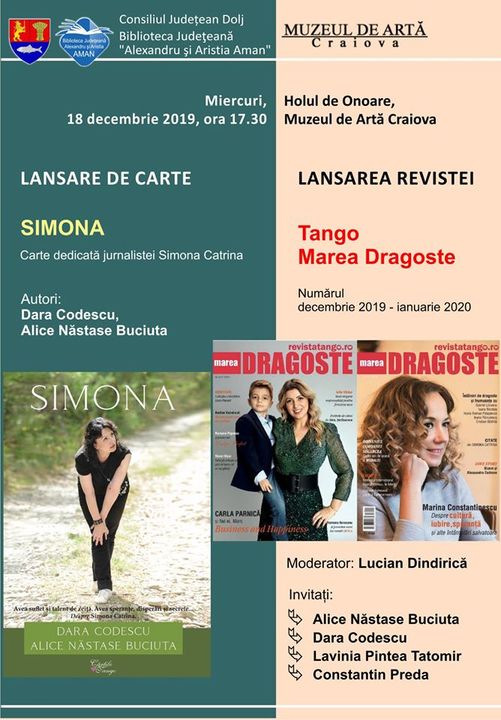 Lansarea volumului „Simona”, autori Alice Năstase Buciuta și Dara Codescu